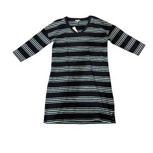 Talbots Navy and Teal Striped Dress